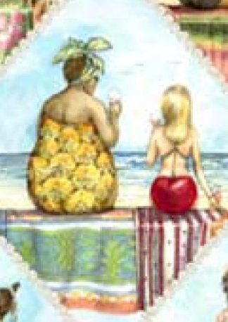 Fruit Ladies 1517E-MULTI Diamond Patchworks ⁠Elizabeth's Studio Half Yard