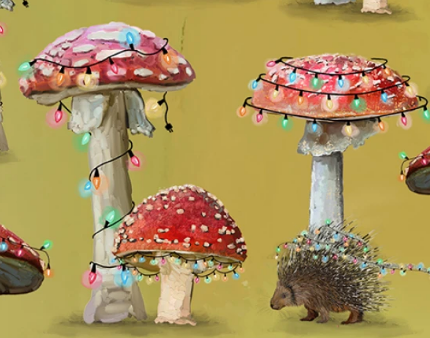 Holly Woods 9239S-44 Mushroom Trees Studio E Half Yard