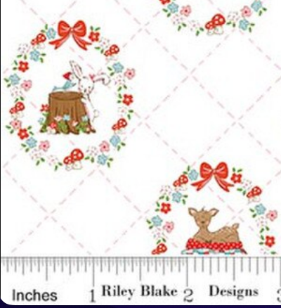 Whimsical Woodland Animals C17641-WHITE White Riley Blake Half Yard
