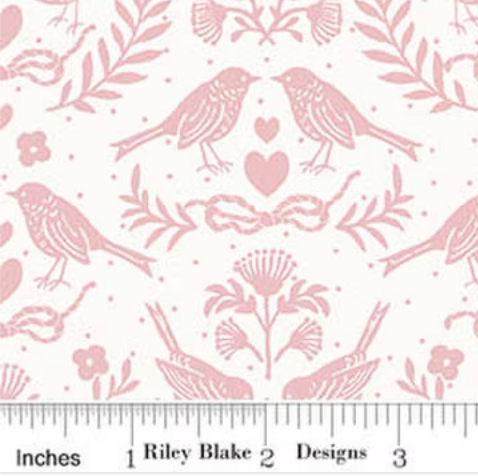 Little Garden Path Birds C19132-PINK Pink Riley Blake Half Yard