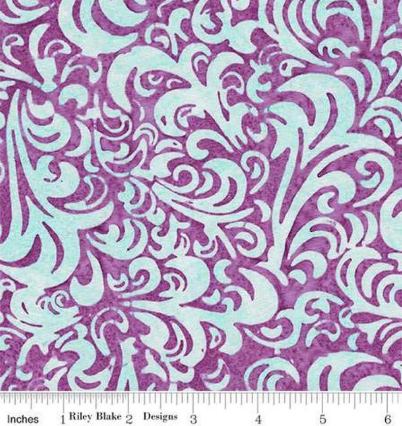 Batiks Elementals Twirl & Swirl Wisteria Skye BT21900-181 Riley Blake Half Yard
