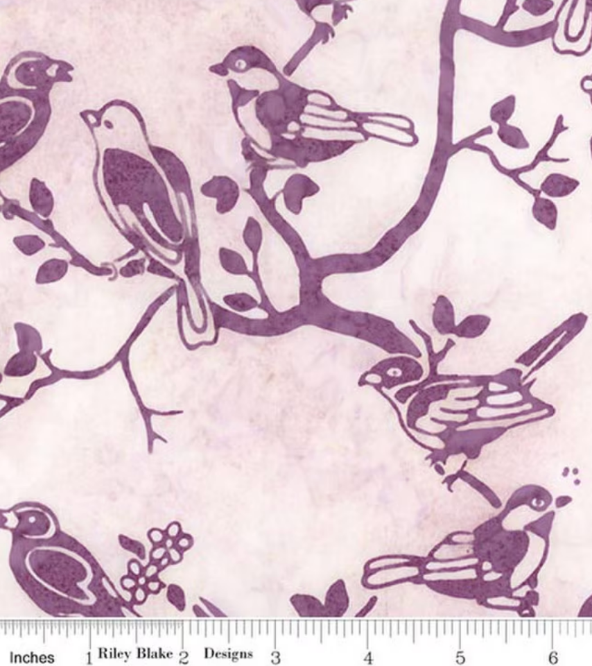 Batiks Backyard Birds Petal BT23581-571 Riley Blake Half Yard