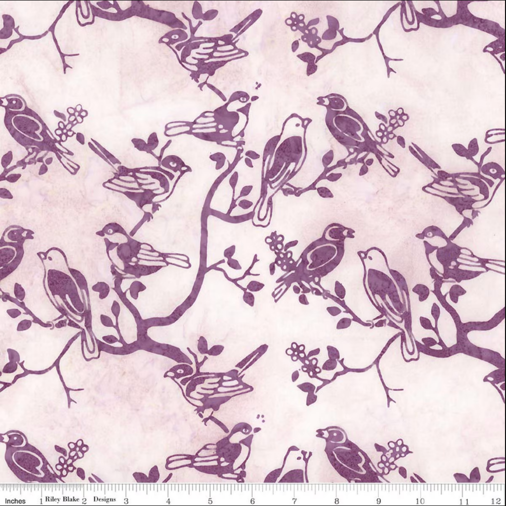 Batiks Backyard Birds Petal BT23581-571 Riley Blake Half Yard