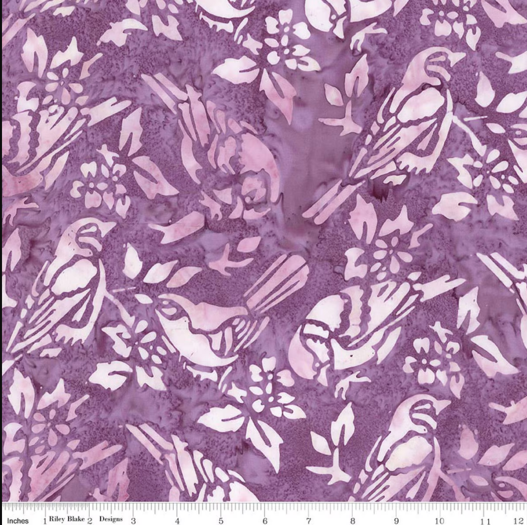 Batiks Backyard Birds Razzmic Berry BT23580-174 Riley Blake Half Yard