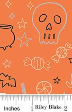 Frank and Friends Halloween Icons Orange C17476-ORANGE My Mind's Eye Riley Blake Half Yard