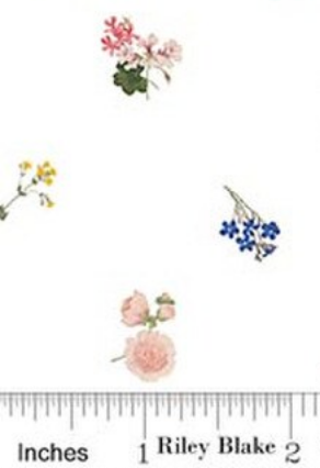 SHOCK DROP! Everbloom Flower Toss White CD18053-WHITE RHS Collection Riley Blake 1 Yard Cut