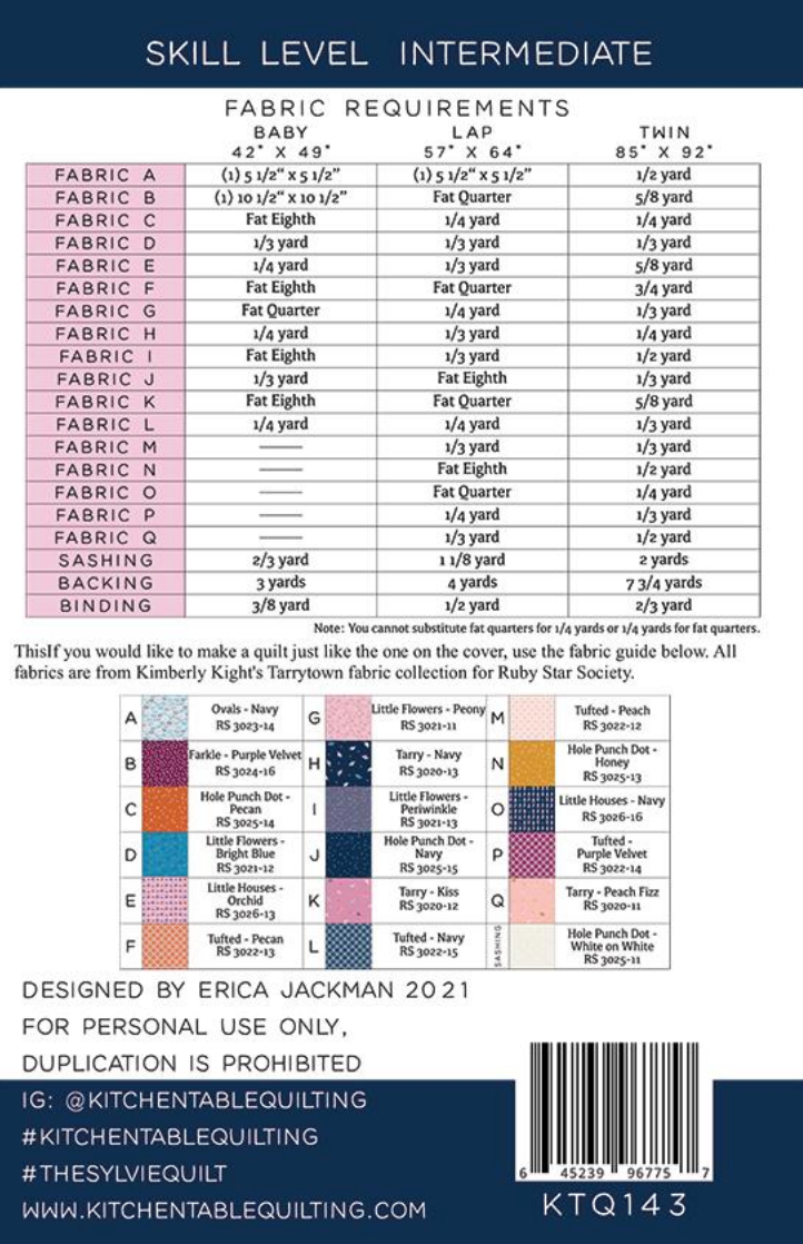 The Sylvie Quilt KTQ 143 Kitchen Table Quil#1 Moda