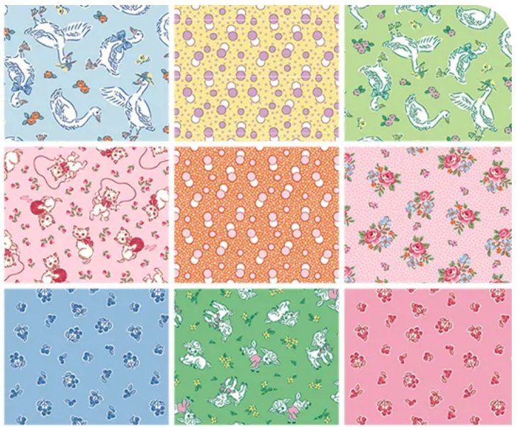 Traditional 30's C18243-PINK Kittens Pink Lindsay Wilkes Riley Blake Half Yard