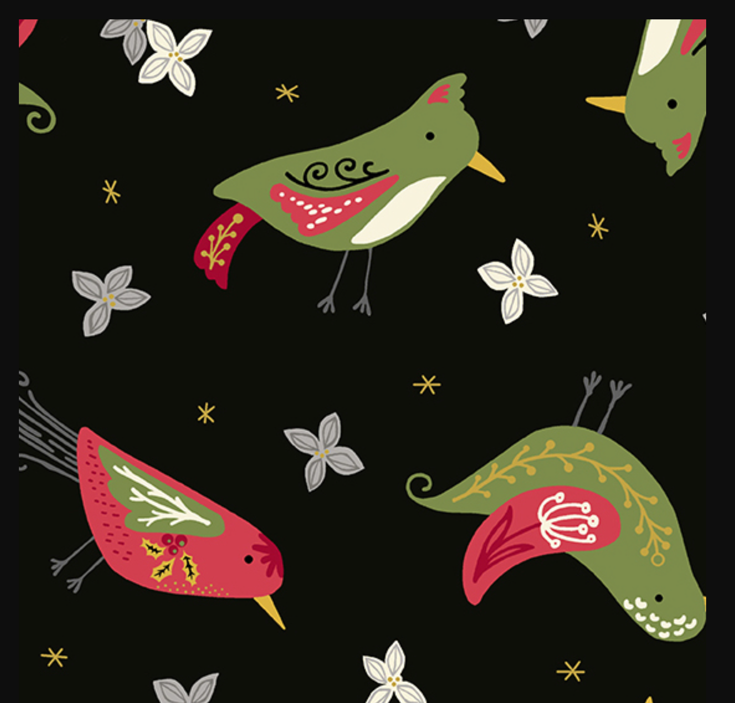 BIRD HUMBUG MIDNIGHT FLOCK ANDOVER A171MK HALF YARD