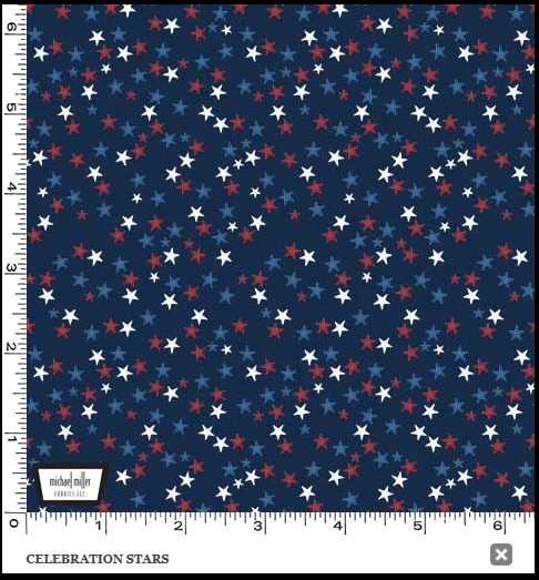 Celebration Stars on Navy Land that I Love Michael Miller CX9708-NAVY-D Half Yard