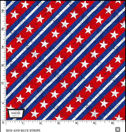 Red and Blue Stripe Route 66 Michael Miller DX12522-MULT-D By the Half Yard