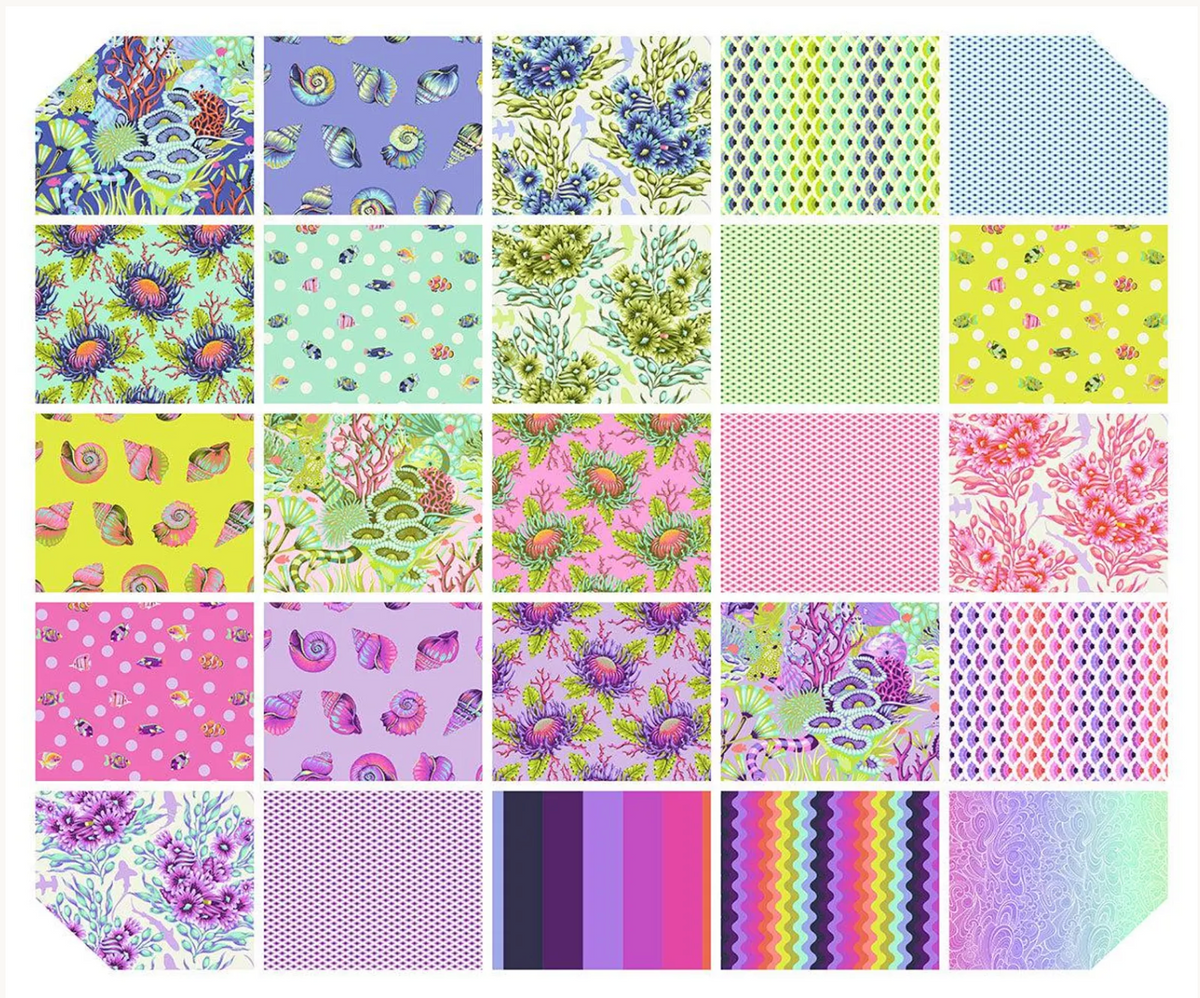 Floral Reef 5" Charm Pack by Tula Pink FreeSpirit Fabrics FB6CPTP.FLORAL