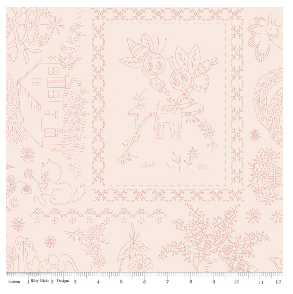 Granny Chic 108" Wide-Back by Lori Holt of Bee in my Bonnet for Riley Blake Designs  3YD-WB15578-CORAL By the 3 Yard Package