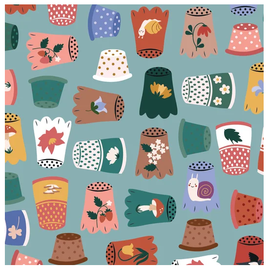 Thimble Collection Mist Thimblelina & the Sewing Fairies  by Jennifer Long Riley Blake Designs CD16863MIST By the Half Yard
