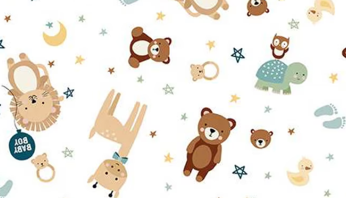 Baby Boy Animals White by Lori Whitlock for Riley Blake Designs C16761-WHITE By the Half Yard
