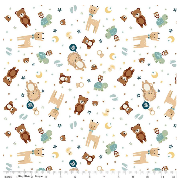 Baby Boy Animals White by Lori Whitlock for Riley Blake Designs C16761-WHITE By the Half Yard