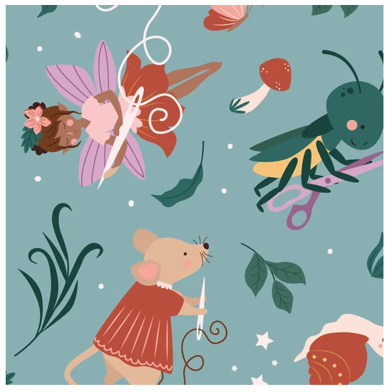 Sewing Faries Mist Thimblelina & the Sewing Fairies  by Jennifer Long Riley Blake Designs CD16861-MIST By the Half Yard