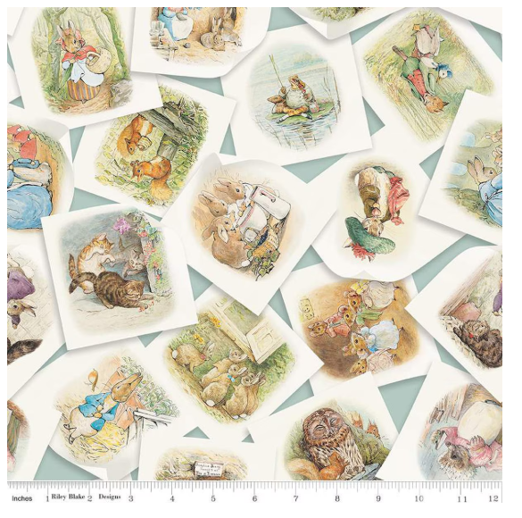 Peter Rabbit & Friends Main Characters Blue for Riley Blake Designs CD15860-BLUE By the Half Yard