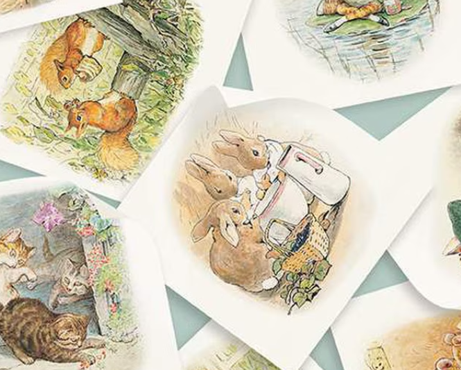 Peter Rabbit & Friends Main Characters Blue for Riley Blake Designs CD15860-BLUE By the Half Yard