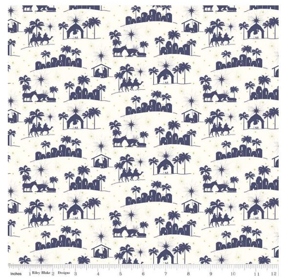 Come Let Us Adore HIm Silhouettes Cloud by Tara Reed for Riley Blake Designs C16311-CLOUD By the Half Yard