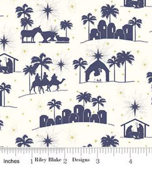 Come Let Us Adore HIm Silhouettes Cloud by Tara Reed for Riley Blake Designs C16311-CLOUD By the Half Yard