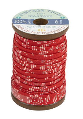 My Happy Place Stitch Red Flower Double Fold  1/2" Bias Tape 6 yd by Lori Holt for Riley Blake Designs ST-22908 By Each Roll