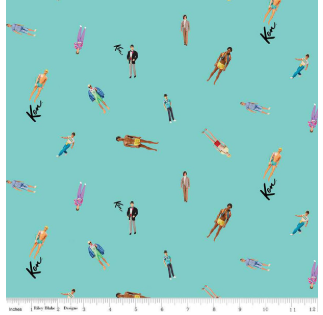 Barbie™ World Ken Dolls Teal for Riley Blake Designs CD15023-TEAL by the Half Yard