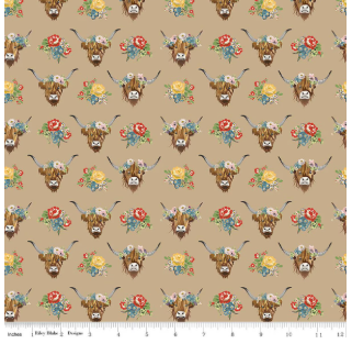 Cowgirl Highland Cows Brown by Echo Park Paper Co. C17483-BROWN Half Yard