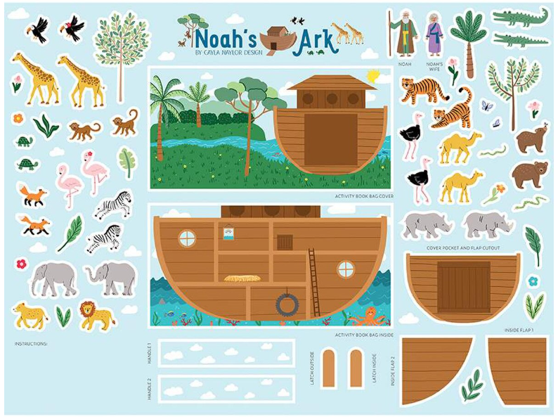 Two by Two Noah's Ark by Cayla Naylor 1 Yard Felt Panel Riley Blake