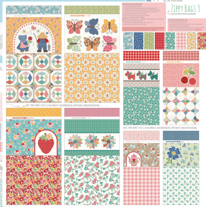 Prairie Home Zippy Bags 3 Lori Holt HD15572R-PANEL 47M