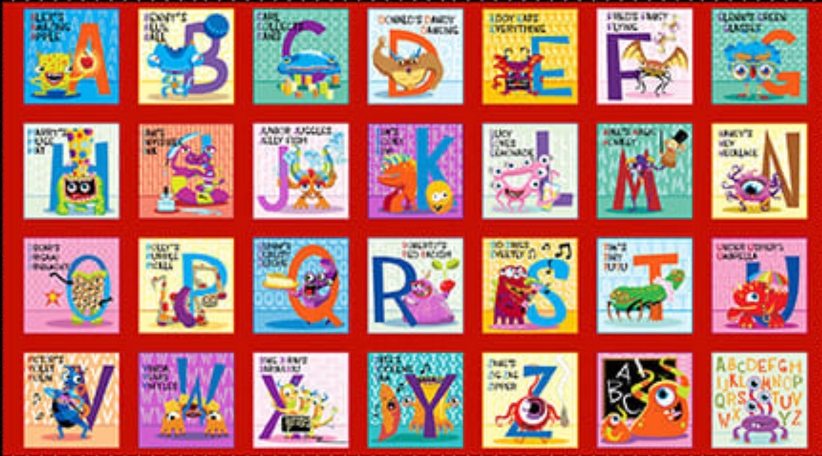 My Silly Monsters ABC Blocks 2/3 Yard 3539B-88 Henry Glass & Co. 37M