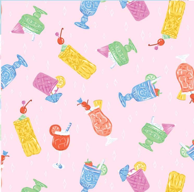Poolside Purrfection Cool Cock-Tails 229215-X Cloud9 Half Yard