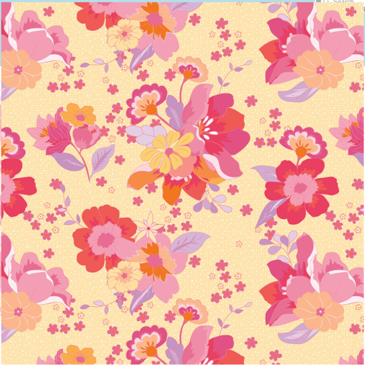 Flourish Main Lemon Sue Daley Riley Blake C17450R-LEMON Half Yard