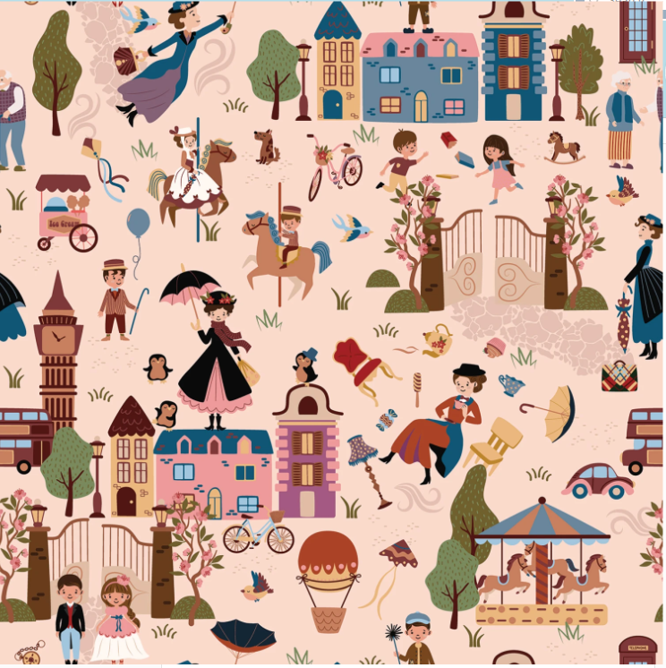 A Spoonful of Sugar Cherry Tree Lane Main Champagne Jennifer Long Riley Blake CD17080­-CHAMPAGNE Half Yard
