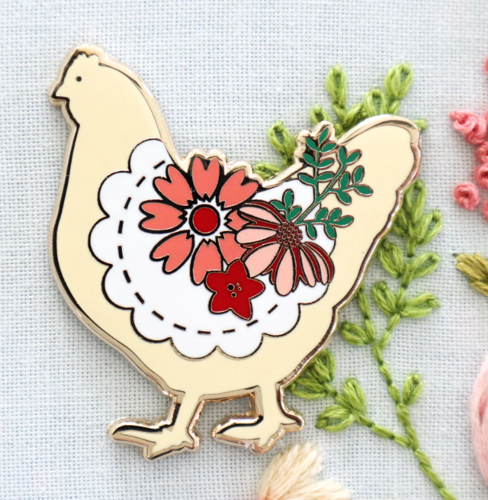 Farmhouse Floral Chicken Magnetic Needle Minder Beverly McCullough Flamingo Toes