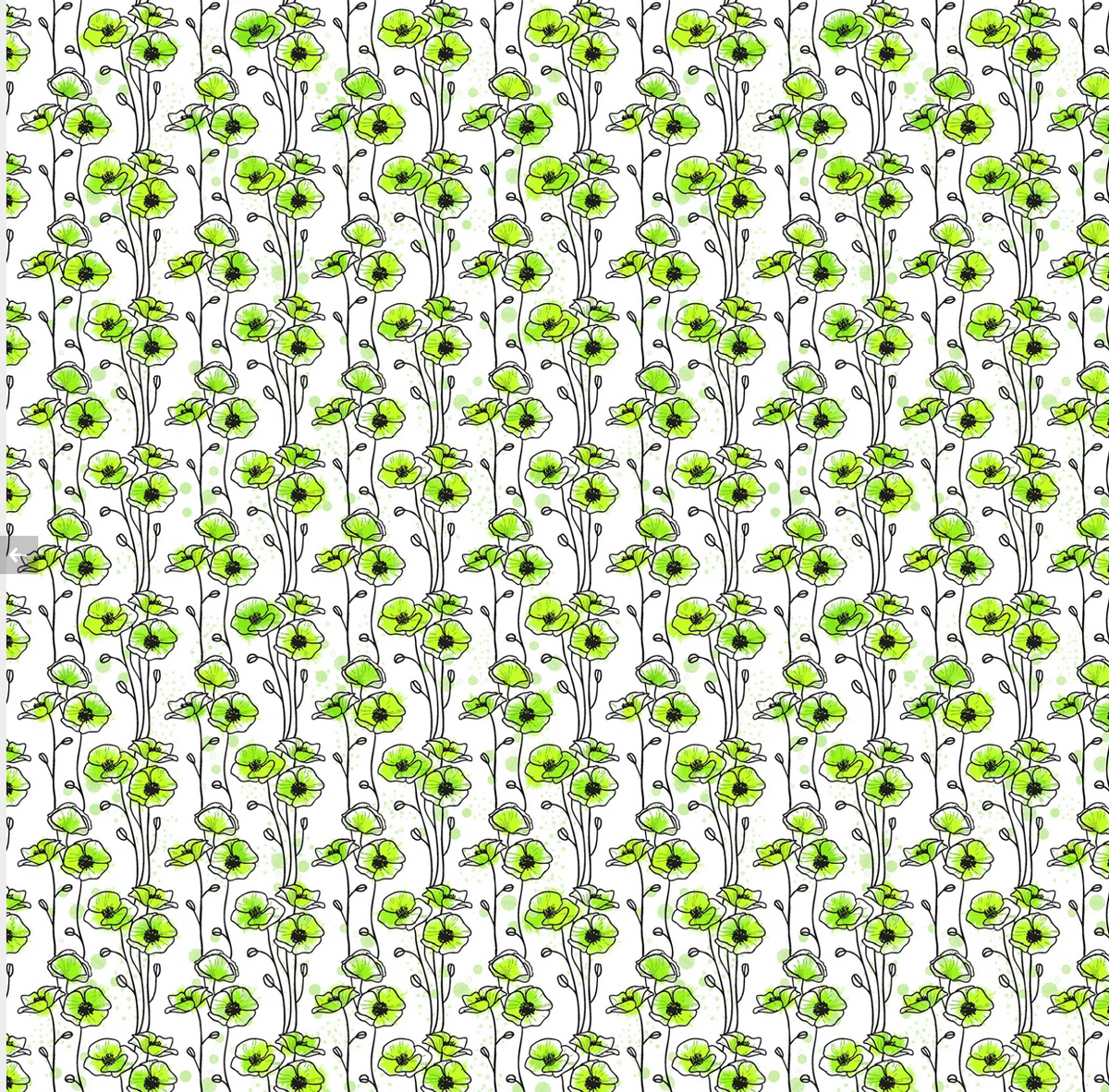 Good Together 10701-10 Floating Poppies Green Patrick Lose Northcott by the Half Yard