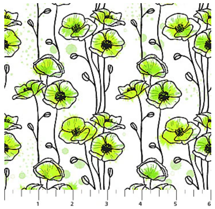 Good Together 10701-10 Floating Poppies Green Patrick Lose Northcott by the Half Yard