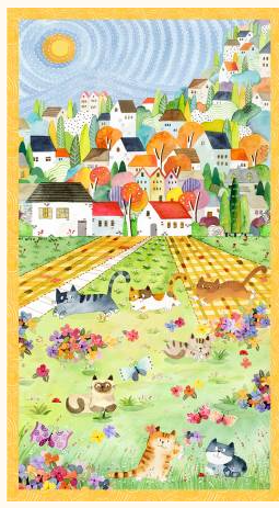 Cats Around Town, Cats Around Town, Multi, 54995DP-1, Windham Fabrics 24" Panel