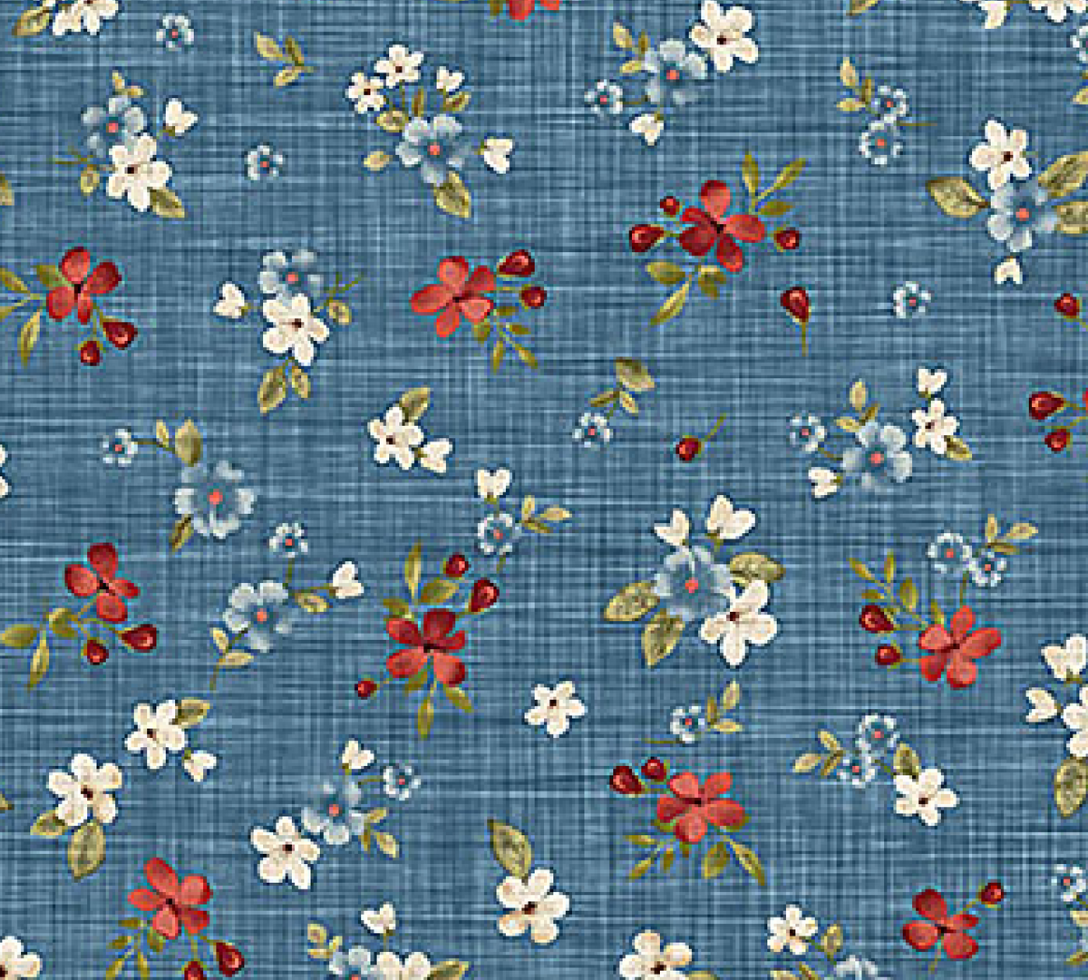 Farmhouse Sampler 28605-44 Floral Toss Blue Multi Deborah Edwards Northcott Half Yard