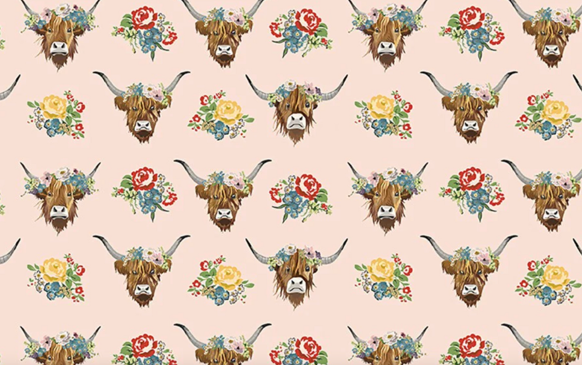 Cowgirl Highland Cows Blush Echo Park Paper Co. C17483-BLUSH Half Yard