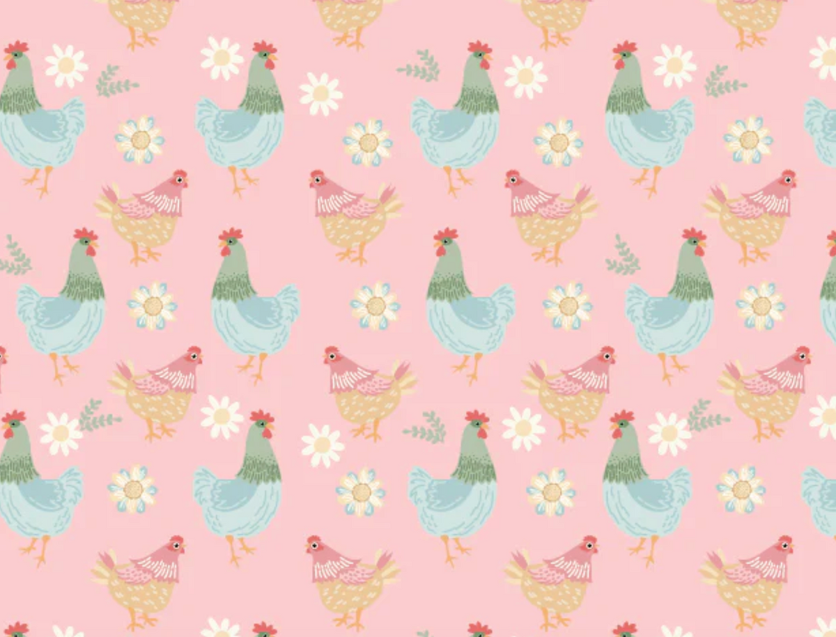 Pemberley Park PE261213 Henhouse Pink Lori Woods Poppie Cotton - Half Yard