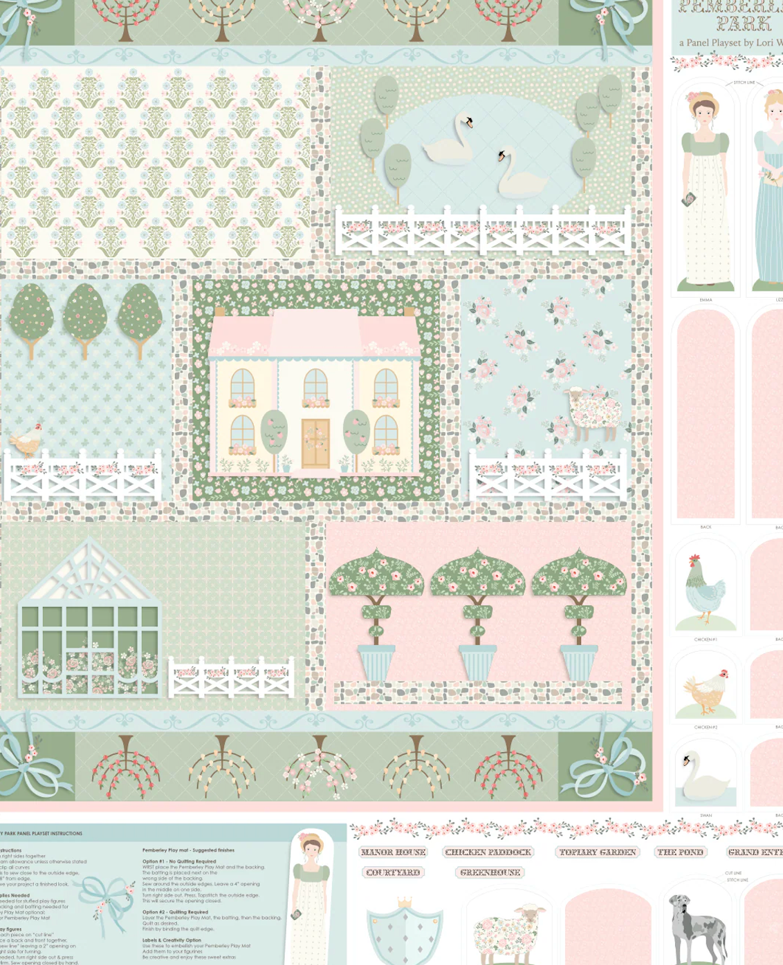 Pemberley Park PE261217 Pemberley Park Panel Lori Woods Poppie Cotton