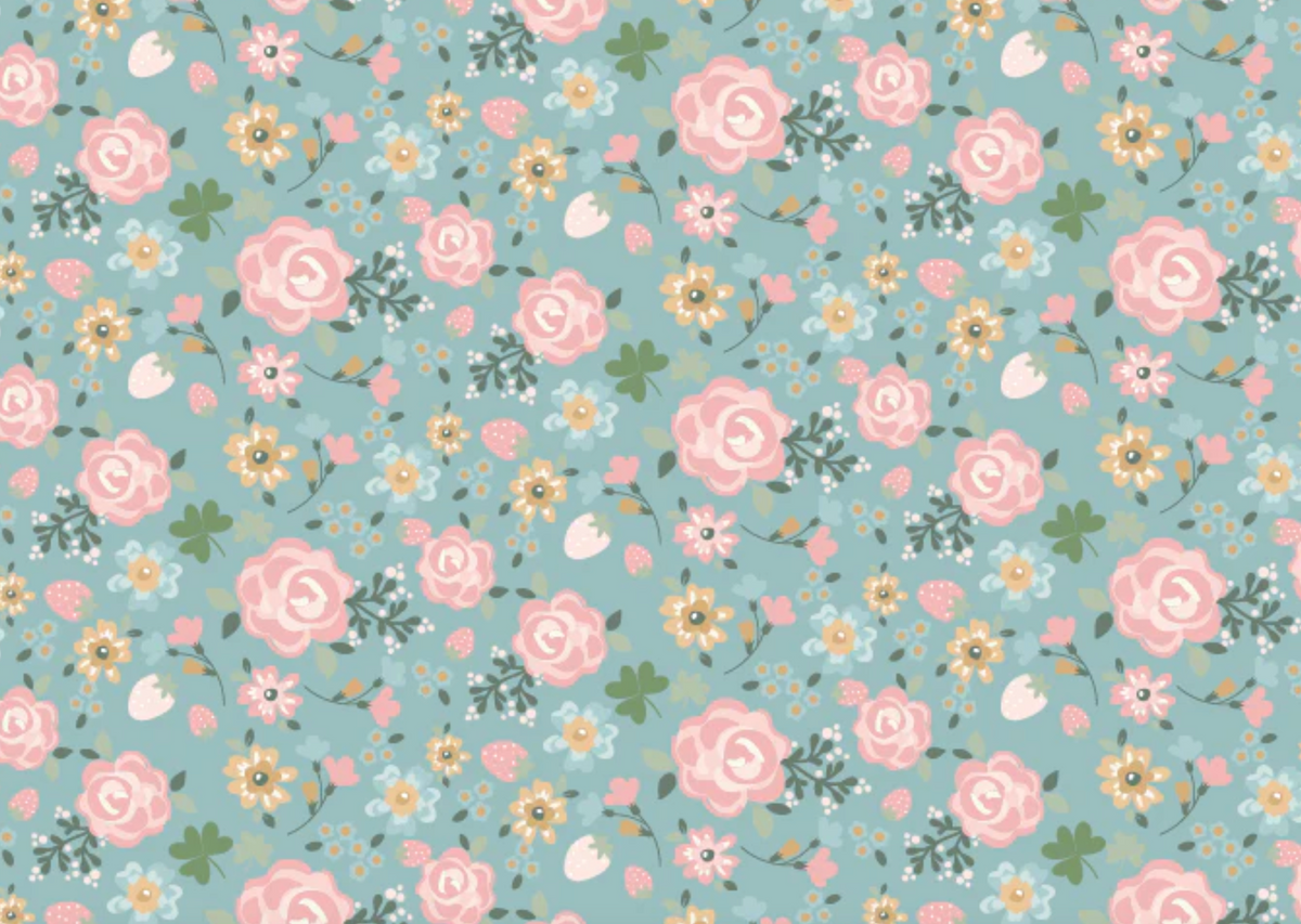 Pemberley Park PE261202 Miss Elliot Blue Lori Woods Poppie Cotton Half Yard