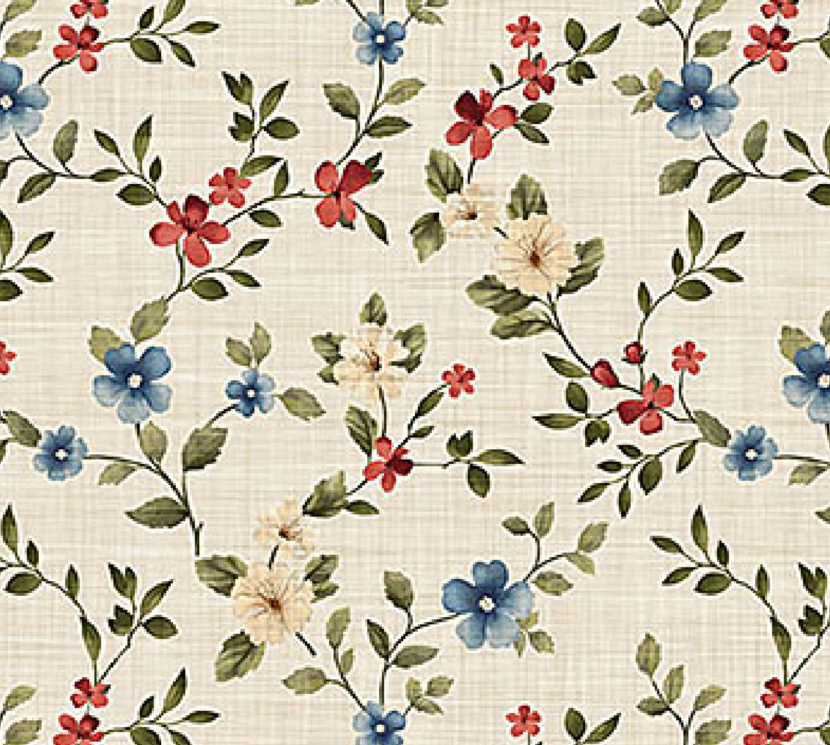 Farmhouse Sampler 28604-11 Floral Trail Cream Multi Deborah Edwards Northcott Half Yard