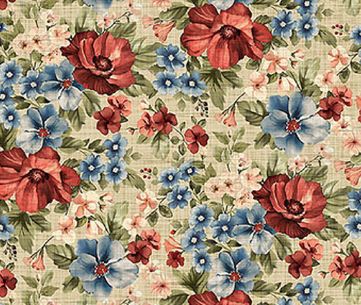 Farmhouse Sampler DP28601-12 Packed Floral Beige Multi Deborah Edwards Northcott Half Yard