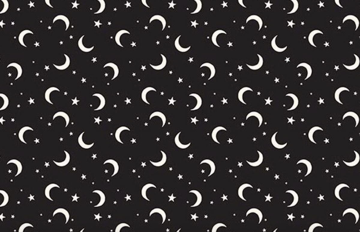 Frank and Friends GC17477-­BLACK Moon & Stars Black My Mind's Eye Riley Blake Half Yard