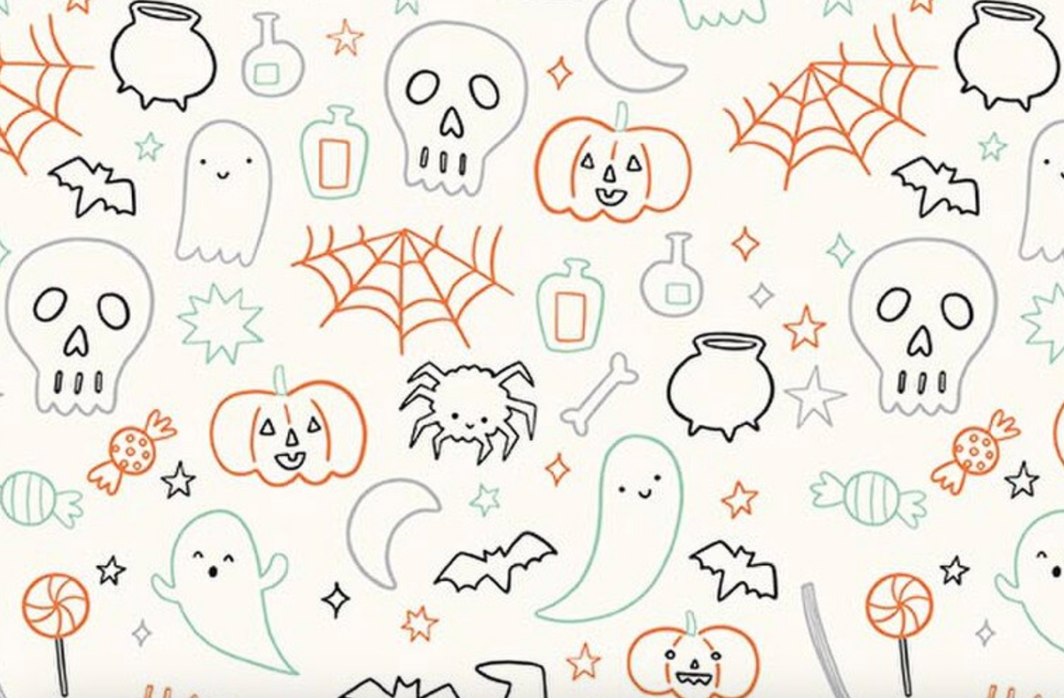 Frank and Friends C17476­-CLOUD Halloween Icons Cloud My Mind's Eye Riley Blake Half Yard