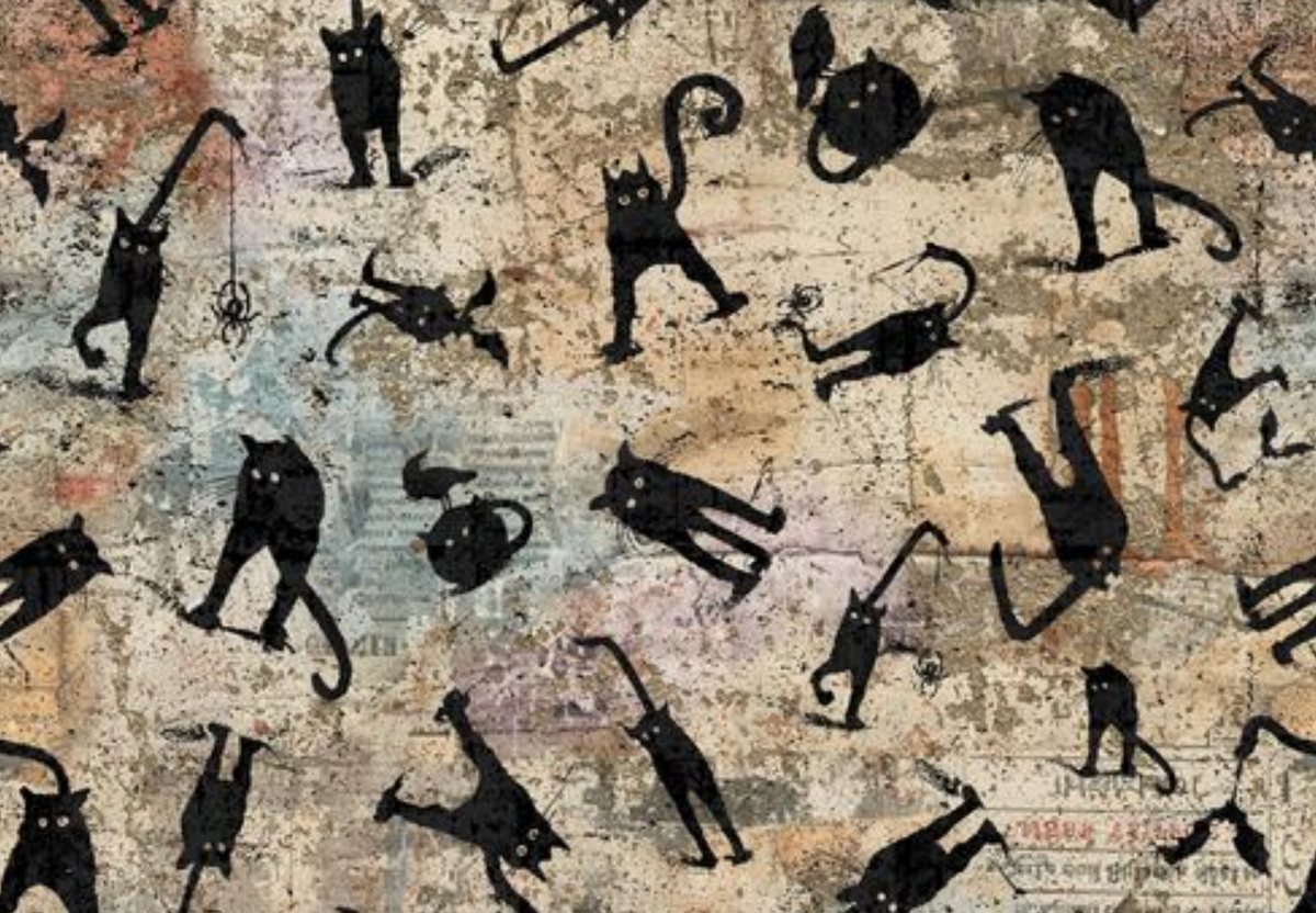 Scary Spice 8824S-34 Sepia Scaredy Cats Funny Girl Studio E Half Yard