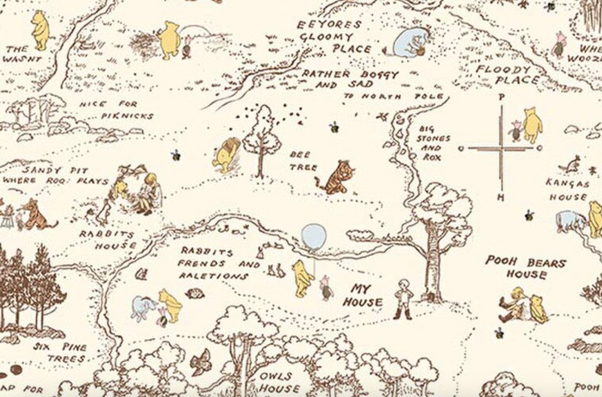 Winnie-the-Pooh Baby C18592-CREAM 100 Aker Map Echo Park Riley Blake Half Yard