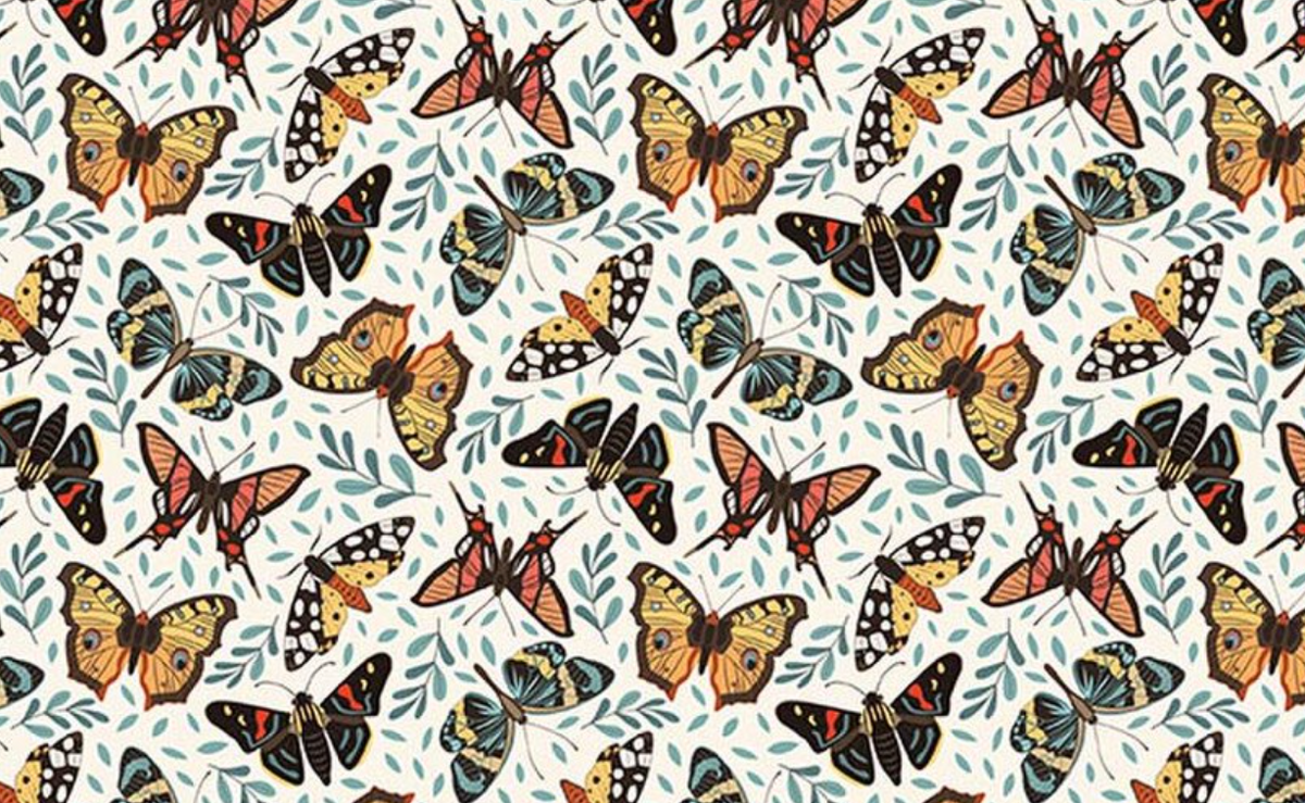 Secret Garden C18042­-CLOUD Moths Riley Blake Half Yard